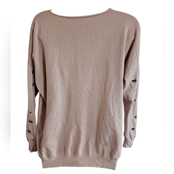 Pink Black Bow Beaded Sweater Women’s Large Preppy Soft Knit Pullover Coquette - Picture 4 of 7